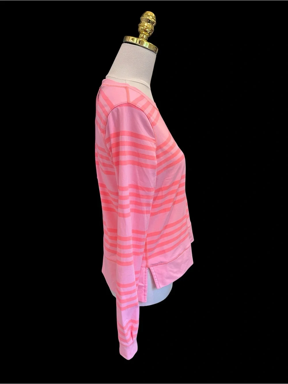 Lululemon Run Warm Up Crew Ocean Stripe Bleached Coral Pop Orange Sz 6